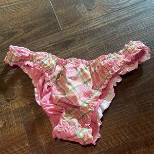 Strawberry plaid Hudson cheeky bikini bottom PINK by Frankie’s bikinis
